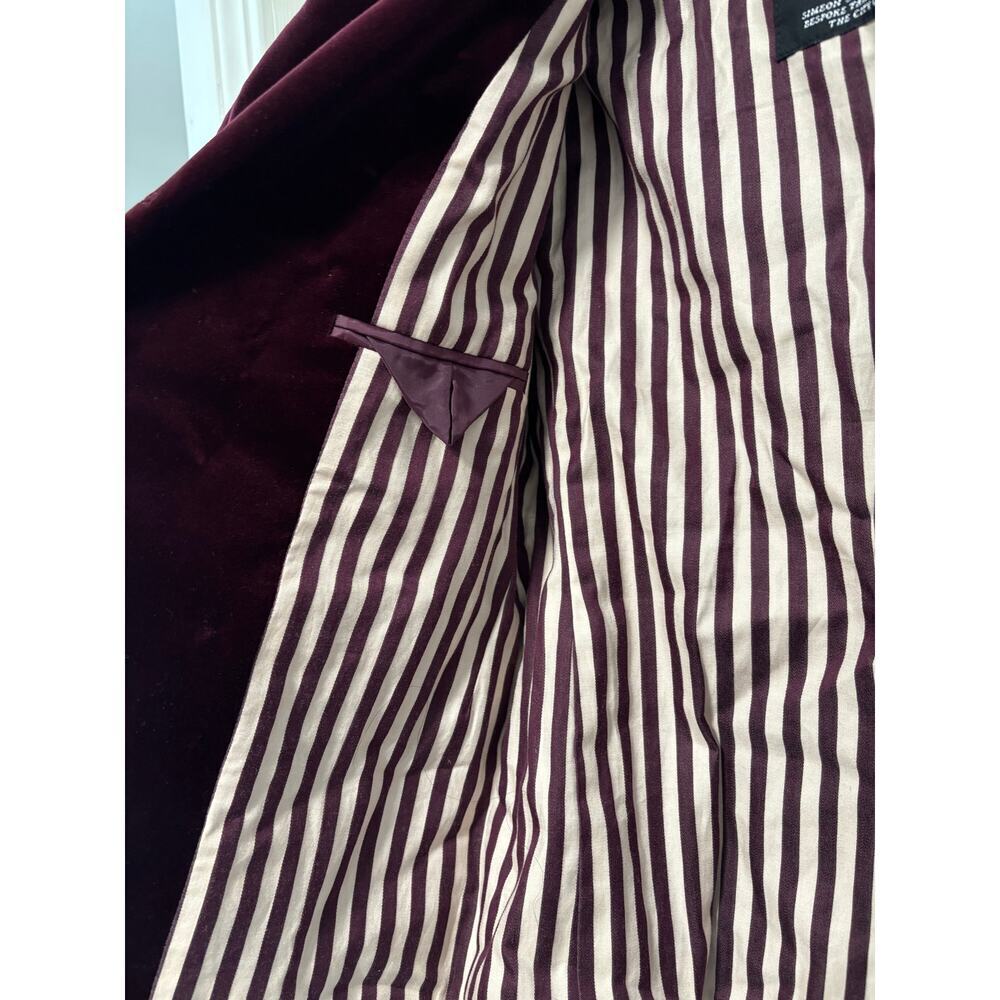 DAKS Little Kids Velvet Blazer Jacket Burgundy Double Breasted Size 130 Luxury - Picture 7 of 10